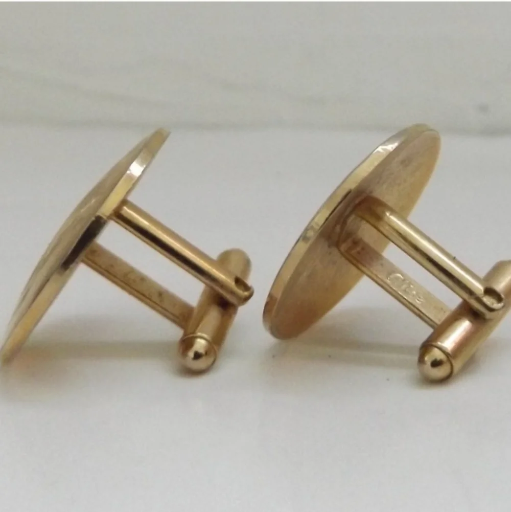 Vintage Signed Alice Swirl Design Gold Tone Monogram Cufflinks